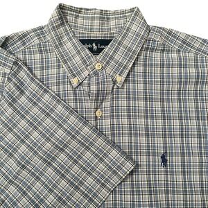 Polo Ralph Lauren Men's Blue Plaid Classic Fit Shirt Sz‎ Large Colorful Preppy